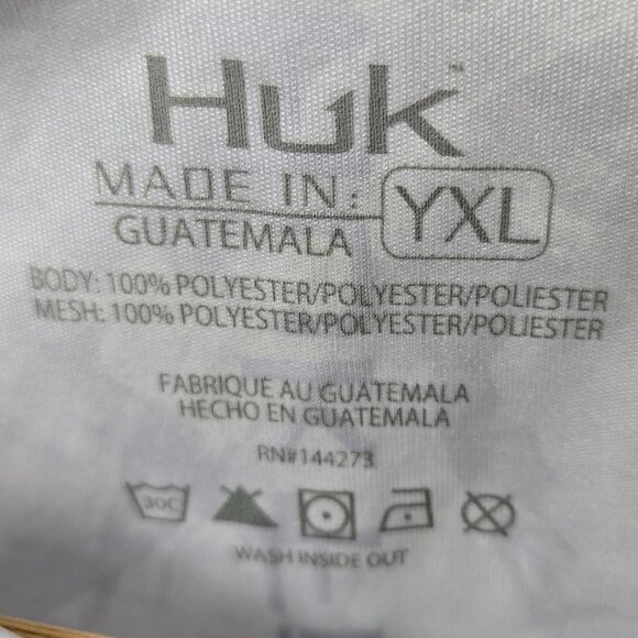 Huk Youth Pursuit Mossy Oak Camo Shirt Spell Out Size Fishing Performance YXL - Picture 7 of 8